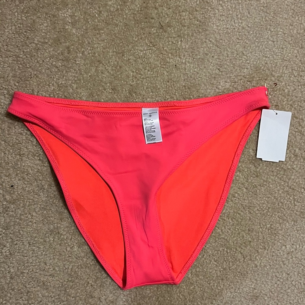 Good American L/3 Neon Red Bikini‎ Bottoms